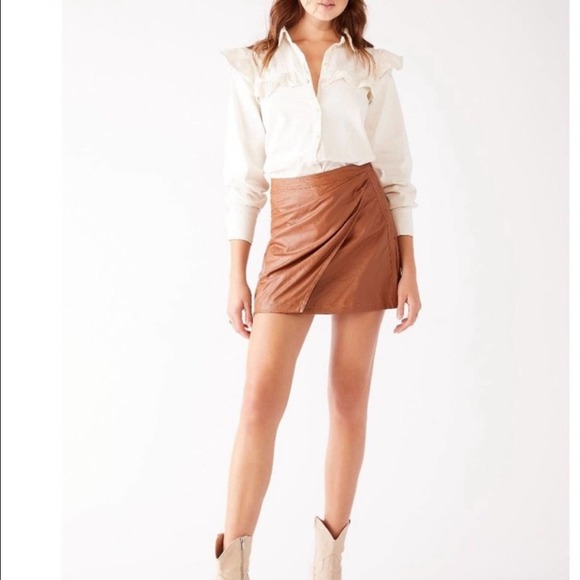 Free People Fake Out Faux Leather Skirt - Picture 2 of 5